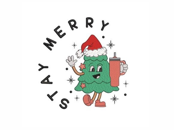 Stay Merry: A Festive Embroidery Design for Holiday Sales